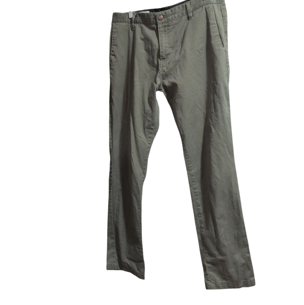 Volcom Men’s Chino Pants 34 Green Straight Fit Skate Workwear Stretch Casual